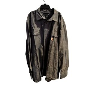Carhartt Men's 2XL Tall Loose Fit Long Sleeve Button Up Work Shirt Gray